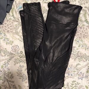 Spanx Moto Women's Black Faux Leather Pants